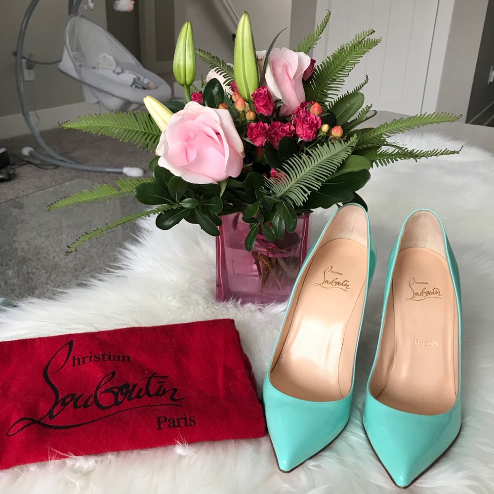 Christian Louboutin Pigalle Follies Teal 100mm